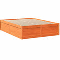 Cama de Madera de Pino Maciza Marrón 150x200 cm con Base
