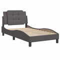 Cama Individual con Cabecero, Cuero Sintético Gris, 90x190 cm