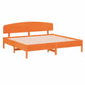 Cama de Matrimonio de Madera de Pino Marrón con Cabecero 180x200 cm