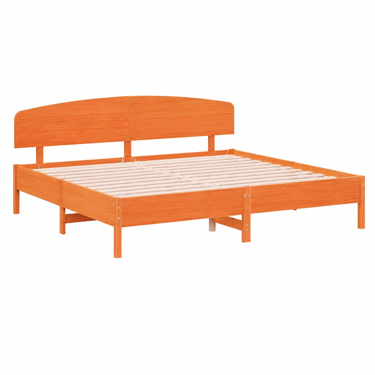 Cama de Matrimonio de Madera de Pino Marrón con Cabecero 180x200 cm