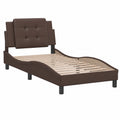 Cama con Base de Listones Sintético Marrón 100x200 cm