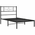 Cama Metálica Negra 80x200 cm con Cabecero y Somier para Invitados
