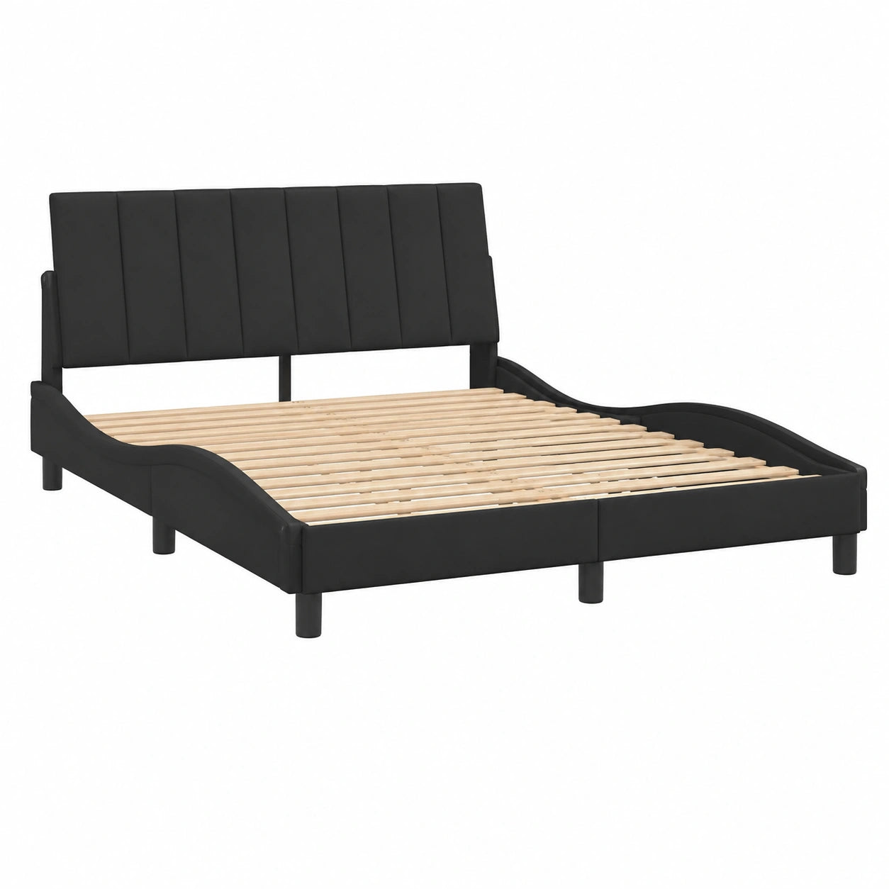 Base de Cama Tapizada Hanko de Terciopelo Negro 120x200 cm para Dormitorio