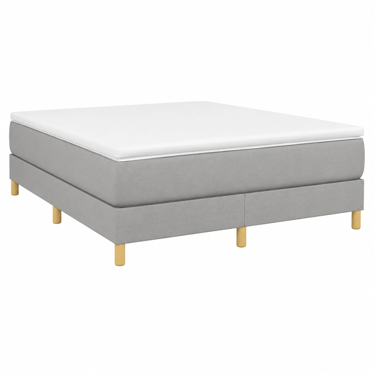 Cama Tapizada 140x200 cm en Tela Gris Claro con Somier de Listones
