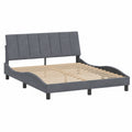 Estructura de Cama Tapizada Terciopelo Gris 160x200cm, Base Robusta sin Colchón