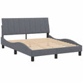 Estructura de Cama Tapizada de Terciopelo Gris Oscuro 140x190 cm Dormitorio Moderno