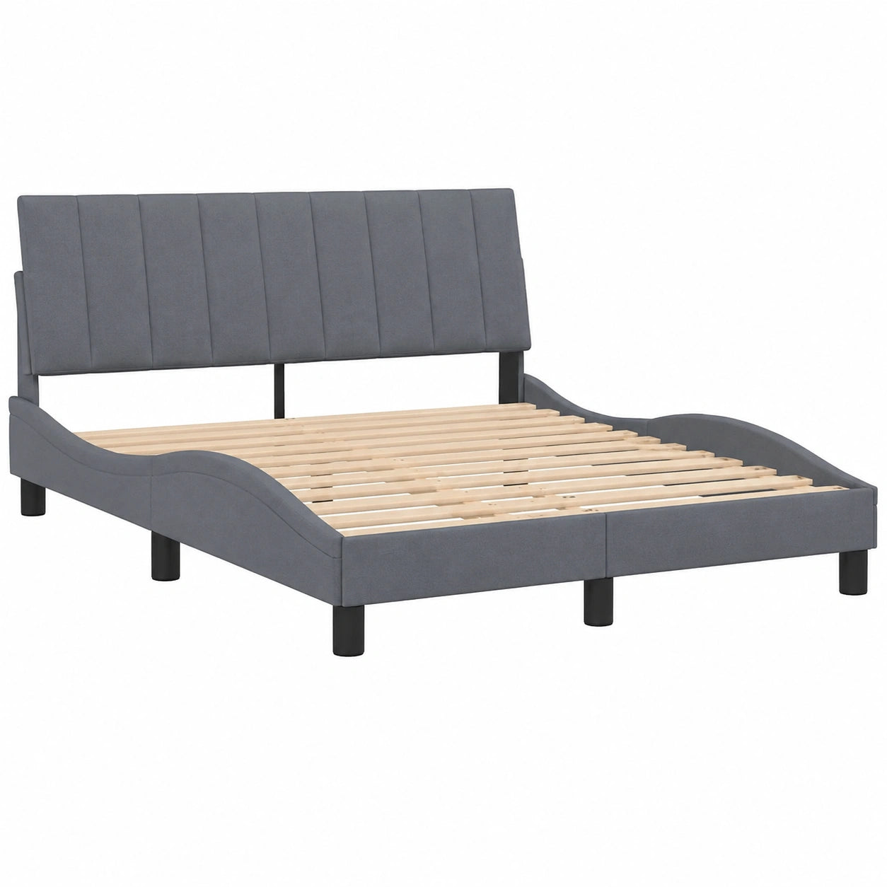 Estructura de Cama Tapizada de Terciopelo Gris Oscuro 140x190 cm Dormitorio Moderno