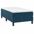 Cama Individual Tapizada en Terciopelo Azul con Somier 80x200 cm para Dormitorio