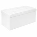 Taburete Plegable de Almacenaje Todeco de Cuero Sintético, Capacidad 150 kg, 76x38x38 cm, Blanco