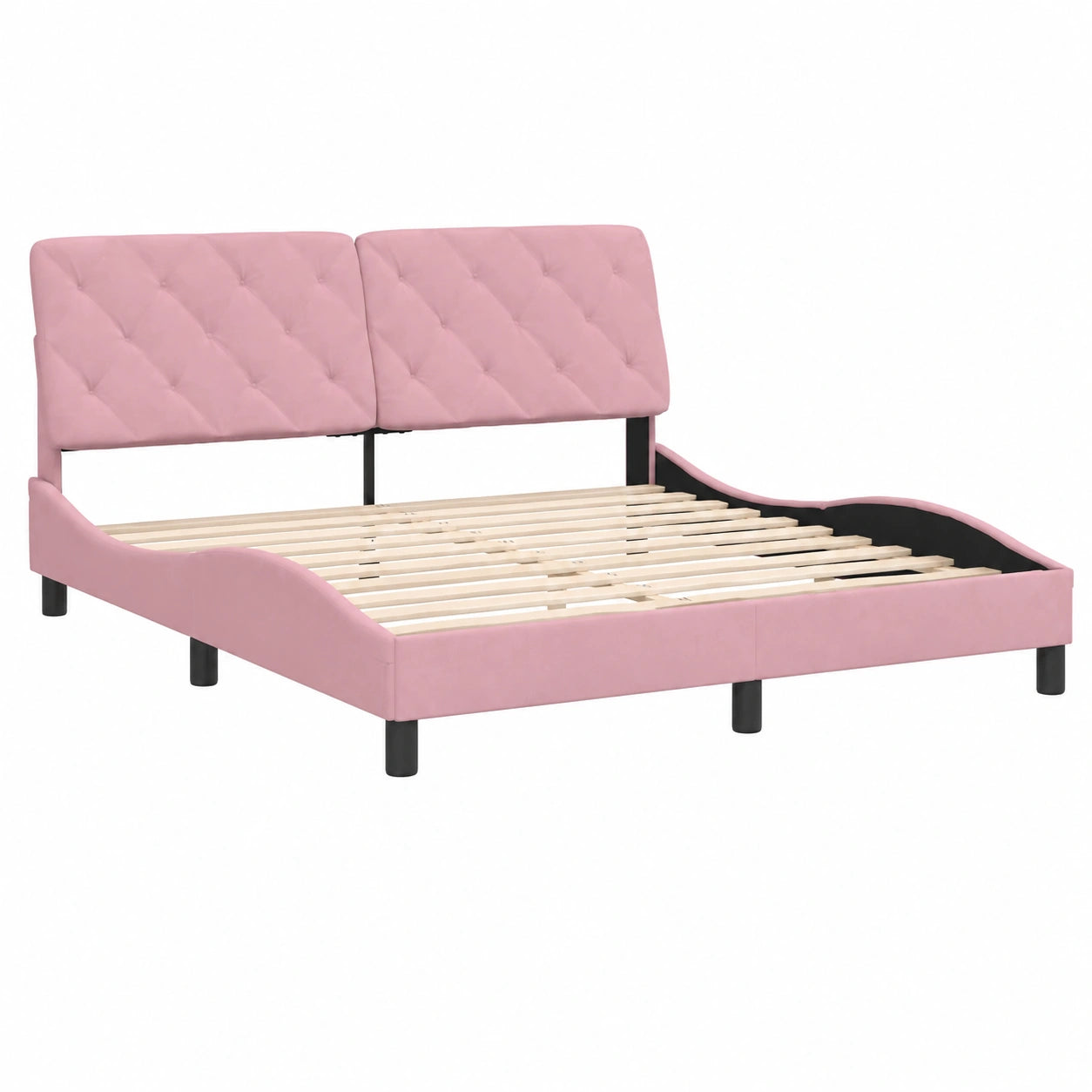 Cama Tapizada con LED de Terciopelo Rosa 180x200 cm