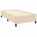 Cama Individual de Tela Crema 90x200 cm con Somier Tapizado para Dormitorio