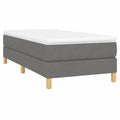 Cama Individual Tapizada con Somier de Listones, Tela Gris Oscuro 90x190 cm para Dormitorio