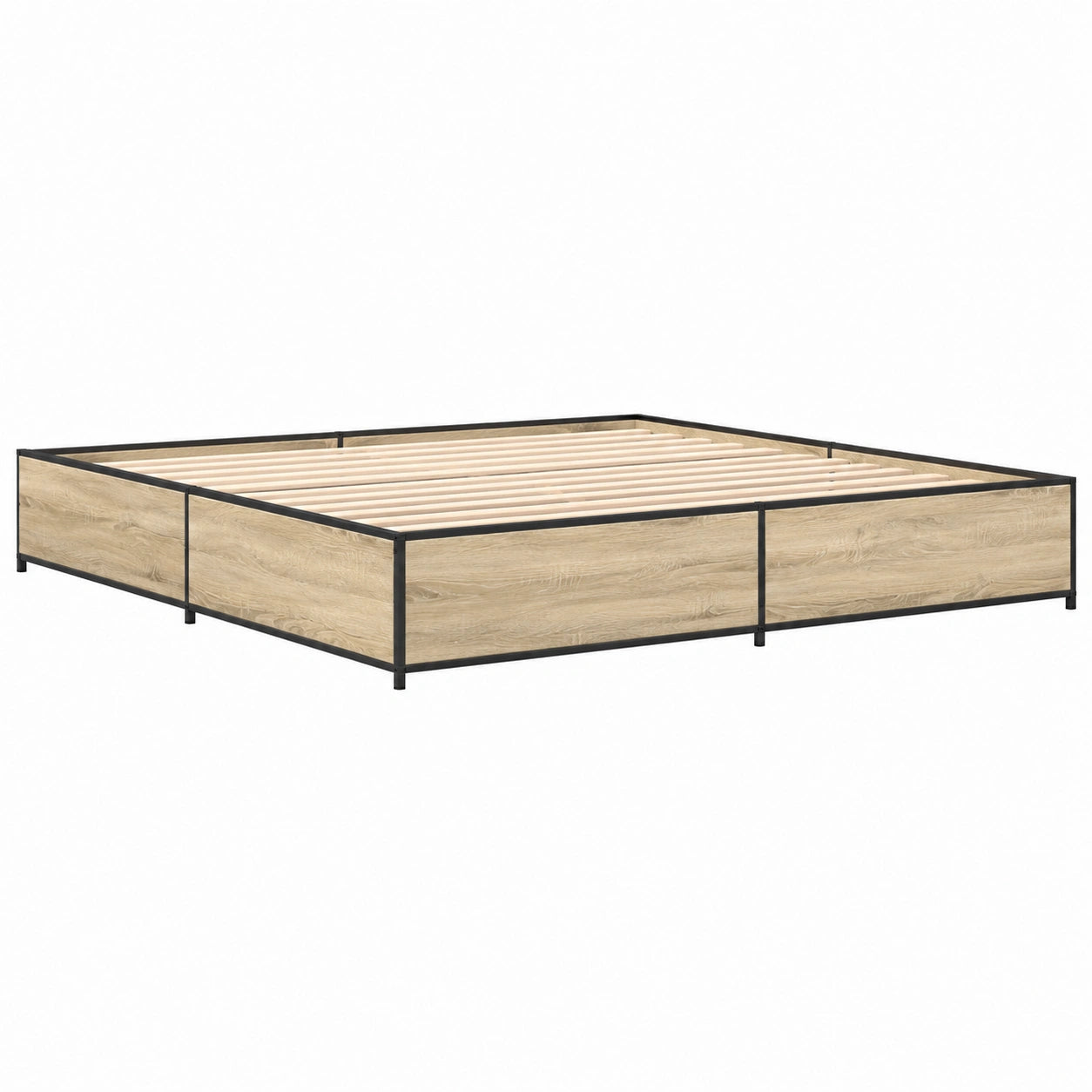 Cama Doble para Invitados de Madera y Metal 180x200 cm, Roble Sonoma