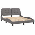 Cama Estructura Zadar 140x200 cm de Cuero Sintético Gris