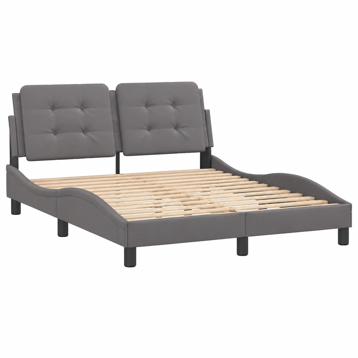 Cama Estructura Zadar 140x200 cm de Cuero Sintético Gris
