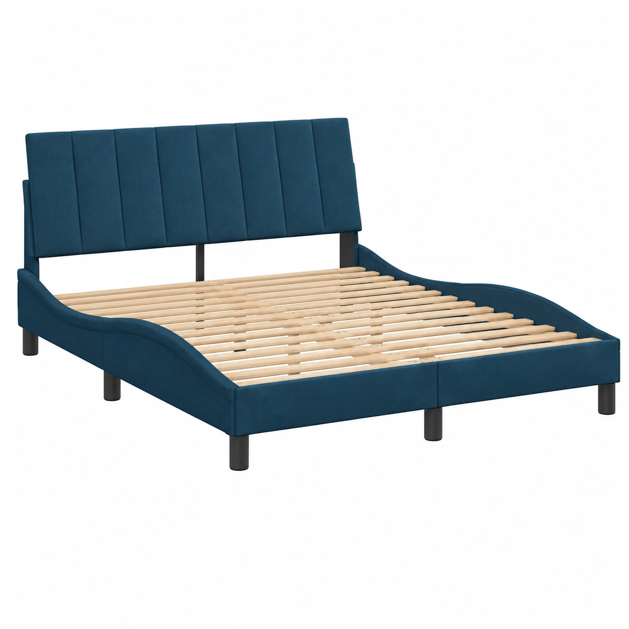 Base de Cama con Luces LED, Terciopelo Azul, 120x200 cm, Elegante y Moderna