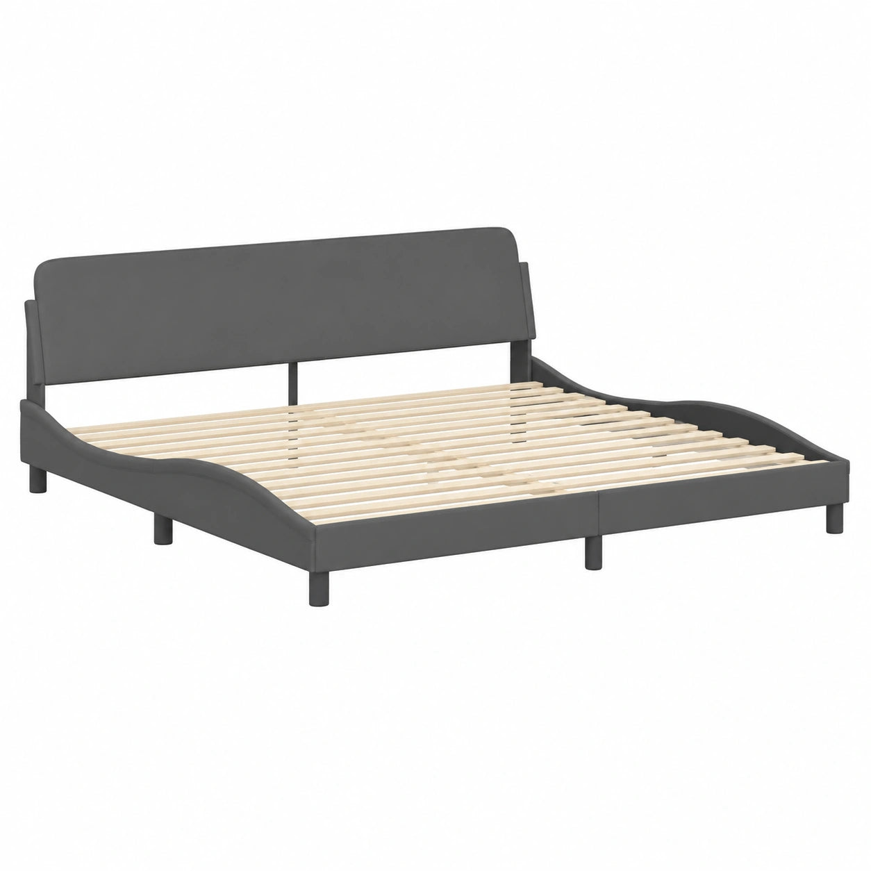 Cama de Tela Gris Oscuro 200x200 cm con Somier de Listones - Modelo Dover de vidaXL