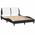 Cama de Estructura Curvada 140x200 cm en Cuero Sintético Negro y Blanco