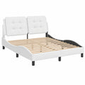 Cama con Cabecero Curvado de Cuero Sintético Blanco 140x190 cm para Dormitorio