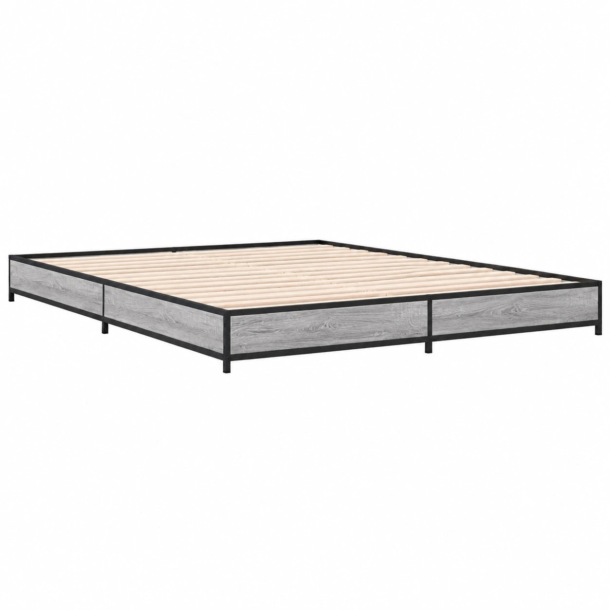 Cama de Invitados Doble de Madera y Metal Gris 120x200 cm para Dormitorio