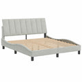 Estructura de Cama Tapizada en Terciopelo Gris Claro 120x200 cm para Dormitorio - Base con Somier sin Colchón