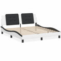 Cabecero Cama Moderna Zadar con Somier, Cuero Sintético Bicolor