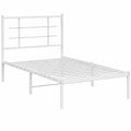 Cama de Metal Blanca con Cabecero 100x200 cm para Dormitorio