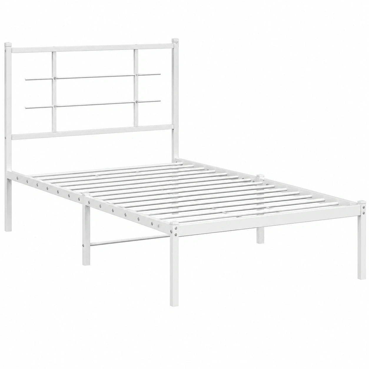 Cama de Metal Blanca con Cabecero 100x200 cm para Dormitorio