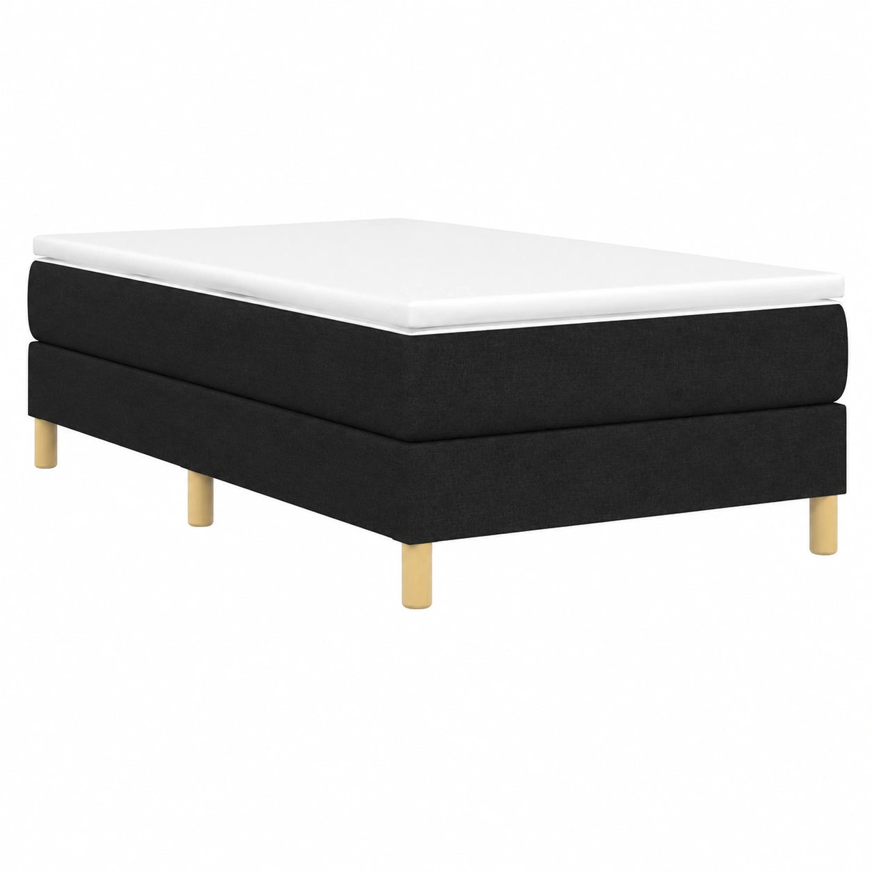 Cama Individual Tapizada en Tela Negra 90x190 cm con Somier