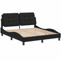 Cama Zadar de Cuero Sintético Negro 140x200 cm con Somier Curvado