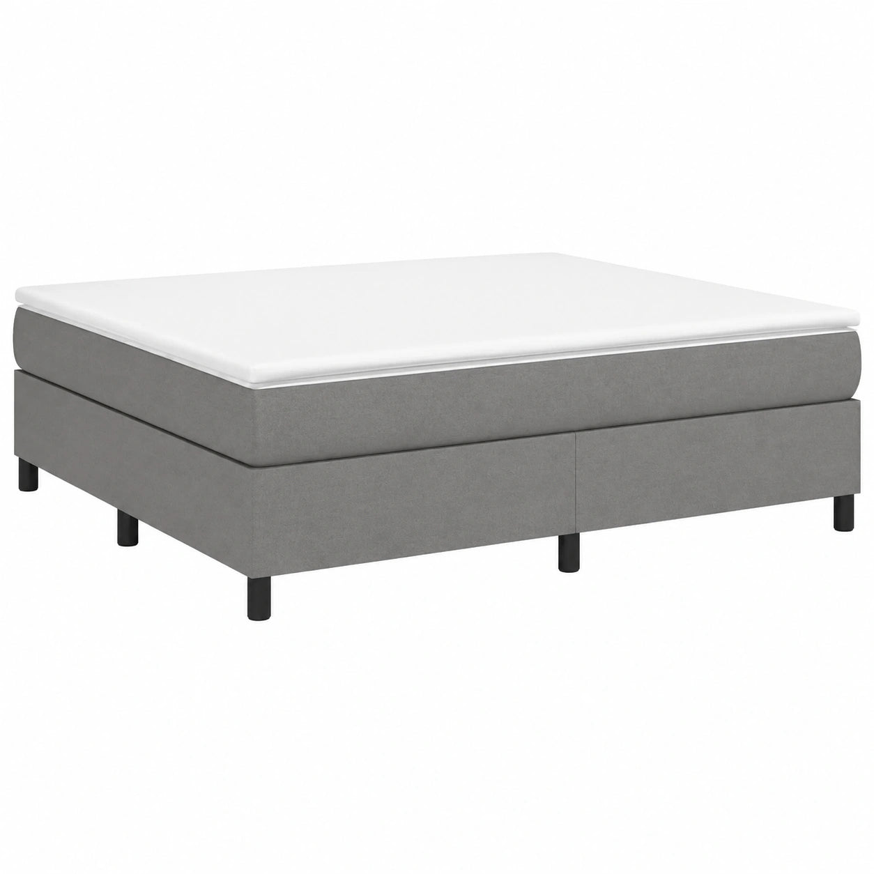 Cama Tapizada con Somier de Listones 160x200 cm Tela Gris Oscuro