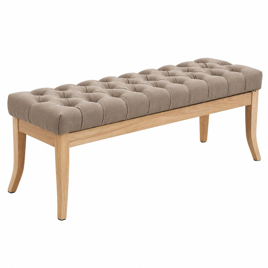 Banqueta Ramses para Pie de Cama en Tela, 120 cm, Gris Pardo
