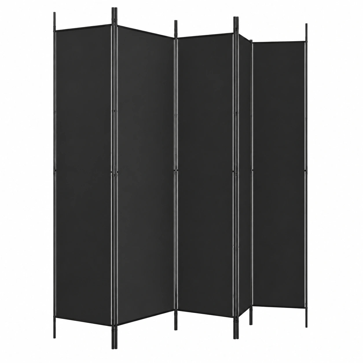 Biombo de Tela Negra de 6 Paneles 300x220 cm para Interiores