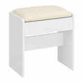 Taburete de Tocador VASAGLE en Terciopelo Blanco, Ideal para Dormitorio