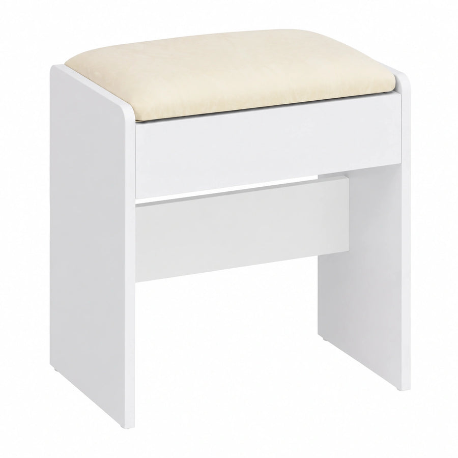 Taburete de Tocador VASAGLE en Terciopelo Blanco, Ideal para Dormitorio