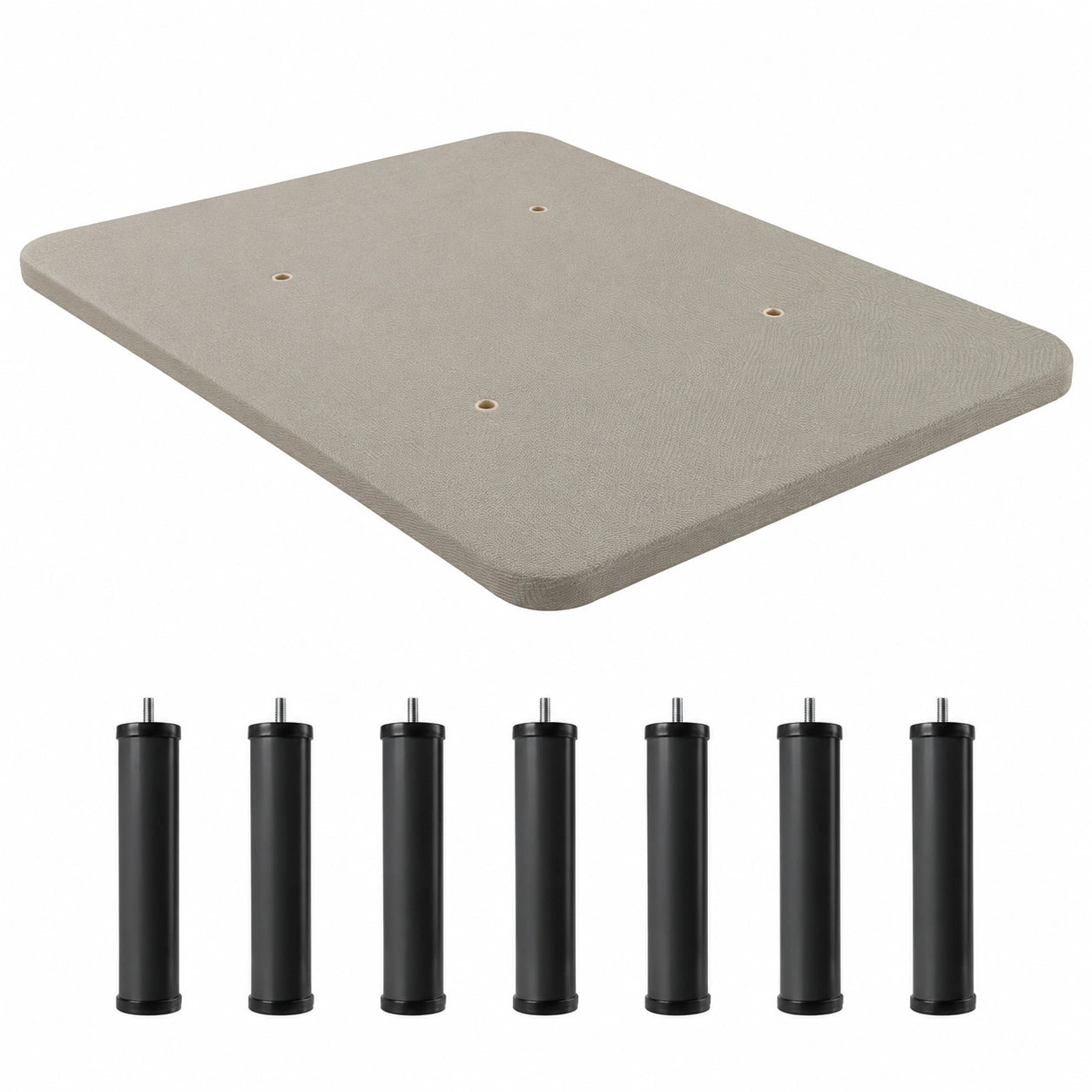 Base tapizada para cama de matrimonio con patas metálicas y tejido Airfresh 3D, color beige
