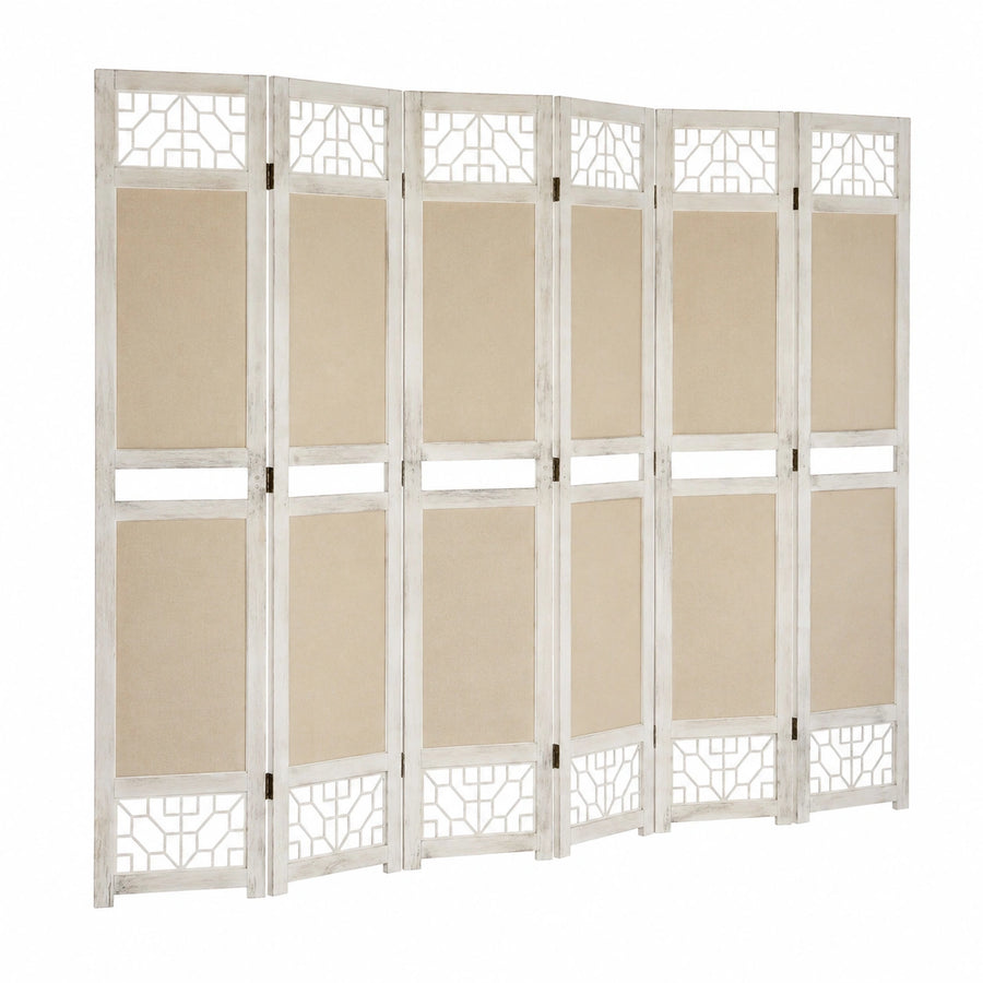 INLIFE Separador de Ambiente 6 Paneles Crema 210x165cm Tela