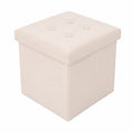 Puf Beige con Almacenaje, Taburete Moderno para Oficina y Hogar - 30x30x30 cm