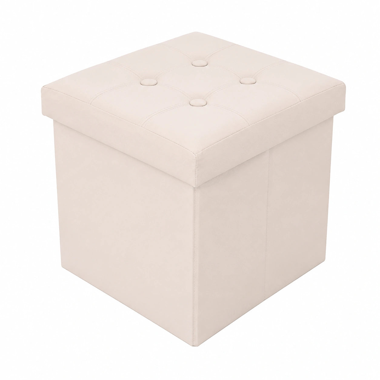 Puf Beige con Almacenaje, Taburete Moderno para Oficina y Hogar - 30x30x30 cm