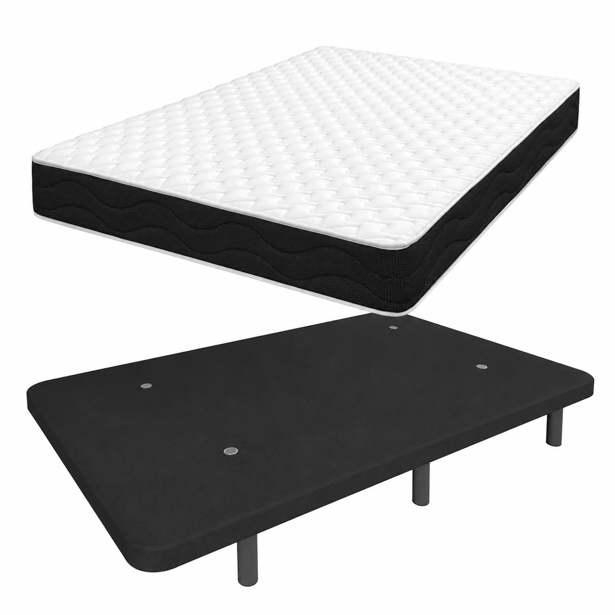 Cama Completa Venus con Colchón Viscoelástico y Base Reforzada, 90x190 cm, Color Negro