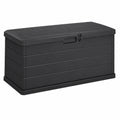 Cofre de Almacenamiento Exterior 340L con Ruedas y Cierre, Resina Antracita para Jardín 118x57x59 cm