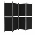 Biombo de 5 paneles negro para separar ambientes, 250 x 200 cm, estructura de tela