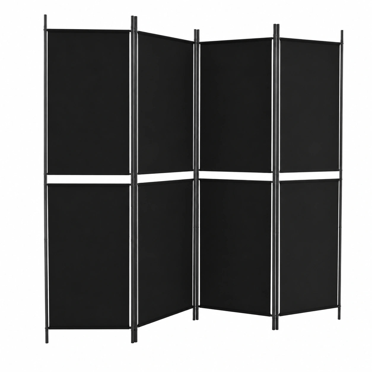 Biombo de 5 paneles negro para separar ambientes, 250 x 200 cm, estructura de tela