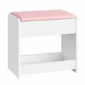 Taburete de Tocador Elegante, Asiento Acolchado Antideslizante para Dormitorio y Vestidor, Blanco y Rosa