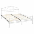 Cama Matrimonial Blanca 140x200 cm con Somier de Madera, Diseño Elegante y Estable