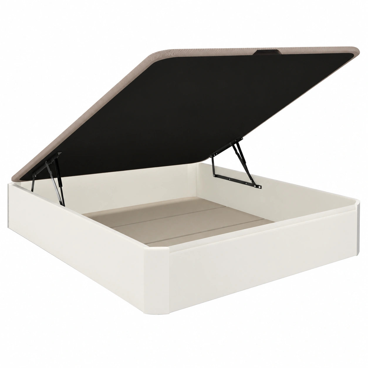 Cama Abatible con Almacenaje y Base Tapizada Blanca 150x190x31 cm