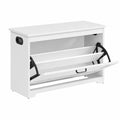 Banco de Zapatos VASAGLE, Zapatero con Puertas Abatibles y Divisor Ajustable, Asas Recortadas, 80 x 30 x 46 cm, Blanco
