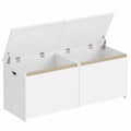 Baúl de Almacenaje Multifuncional 120 cm, Puff y Banco con Espacio Interior, Ideal para Salón, Entrada y Dormitorio, 40x120x47 cm, Blanco